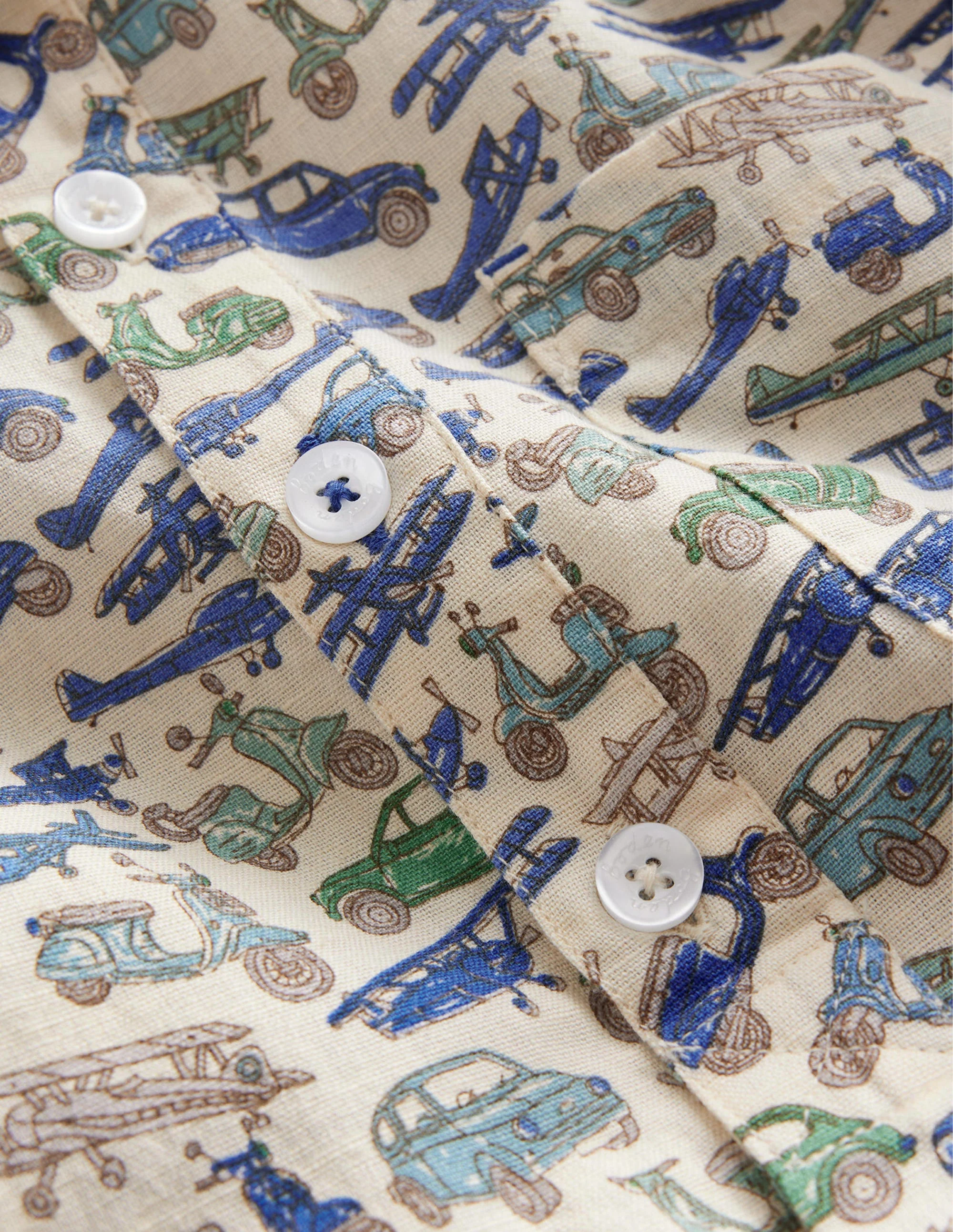 Patterned Grandad Shirt-Blue Vechicles - Image 3