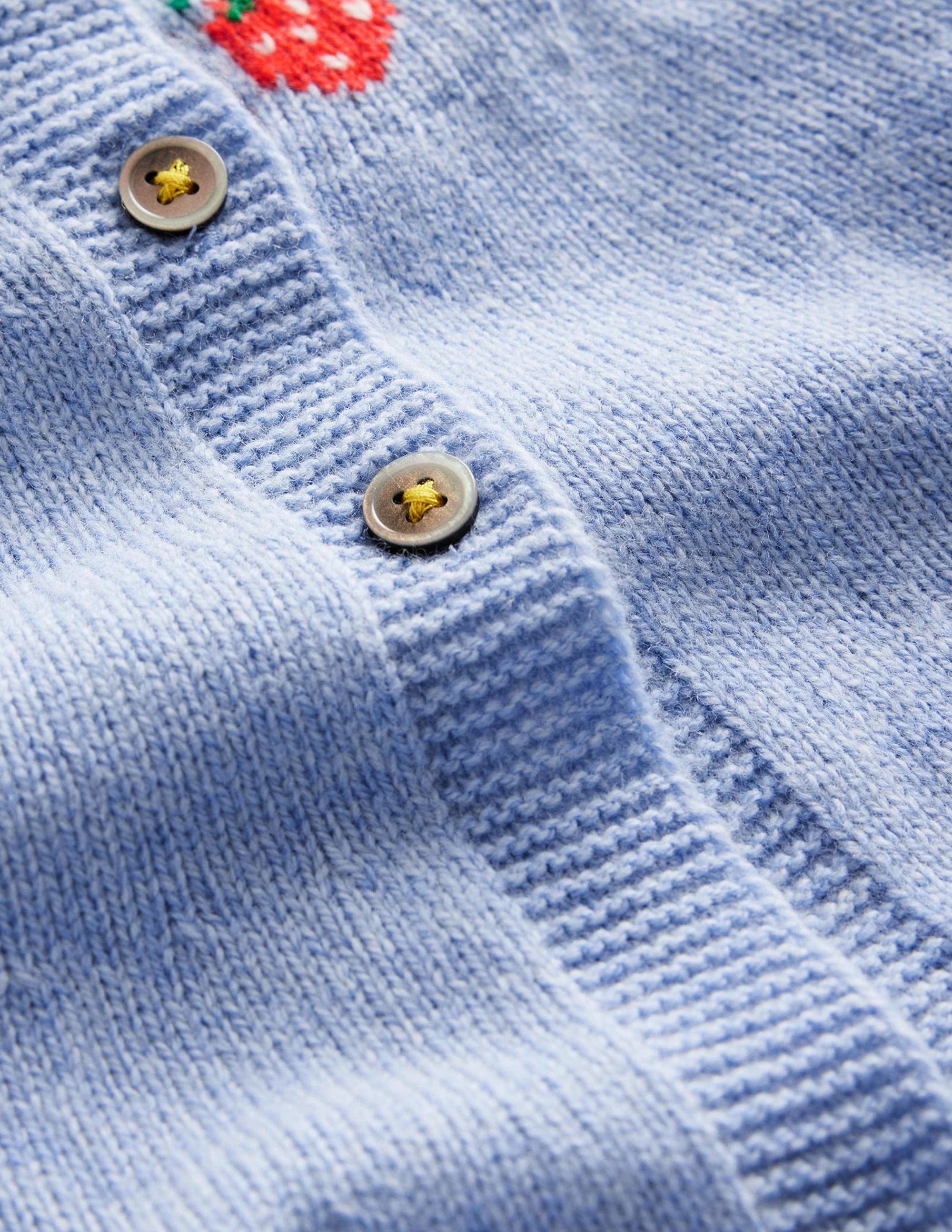 Embroidered Flower Cardigan-Vintage Blue Strawberries - Image 3